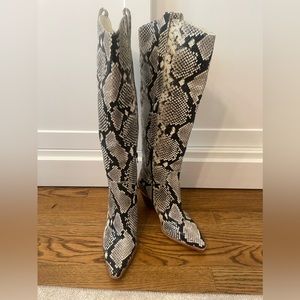 Gianni Bini Danitza Snake Print Tall Leather Western Boots 7.5
